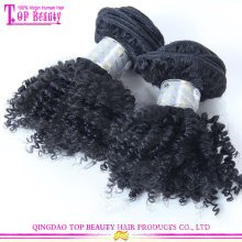 Qingdao bonne qualité usine prix brésilien trames bouclés crépus non transformés 6 a grade kinky bébé curl cheveux tissage